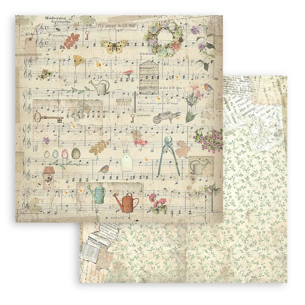 Stamperia Scrapbooking Small Pad 10 sheets cm 20,3X20,3 (8"X8") - Garden