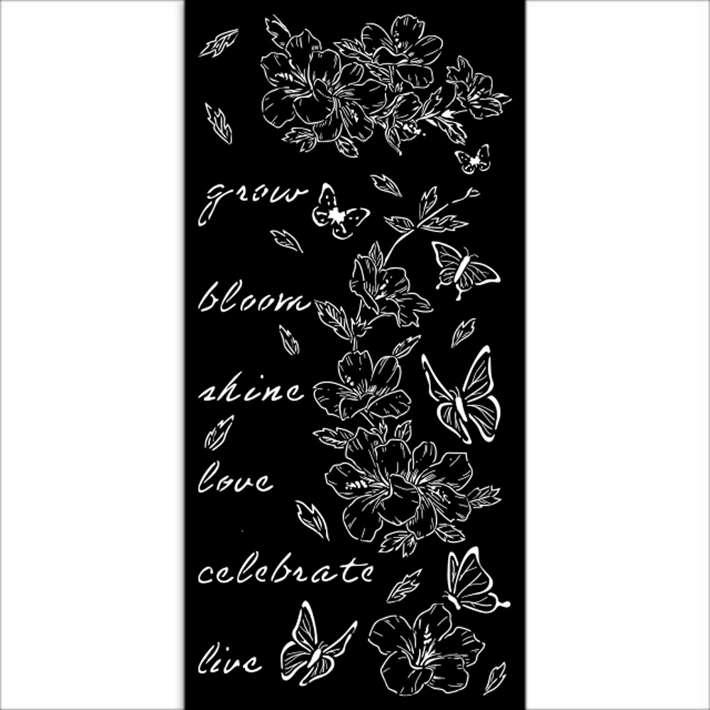 Stamperia Thick stencil cm 12X25 - Create Happiness Secret Diary flowers and butterfly