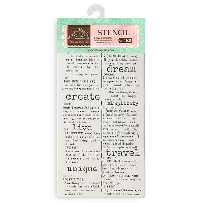 Stamperia Thick stencil cm 12X25 - Create Happiness Secret Diary dictionary