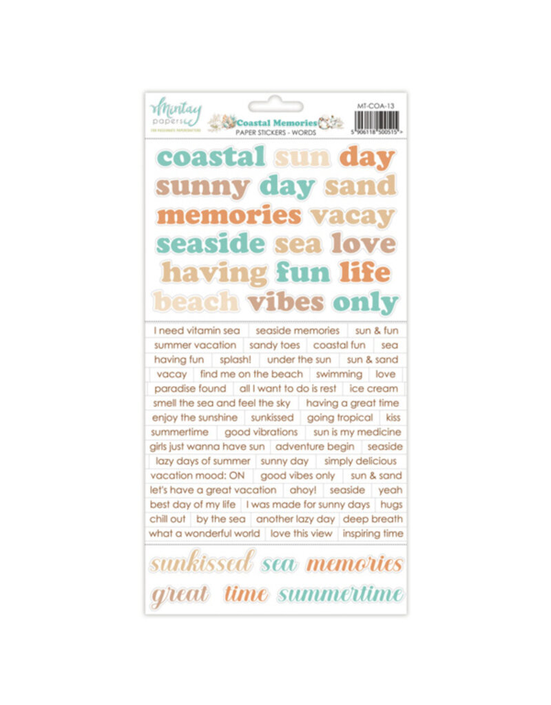 Mintay papers Mintay papers - Coastal Memories - Paper Stickers - Words (6"x12")