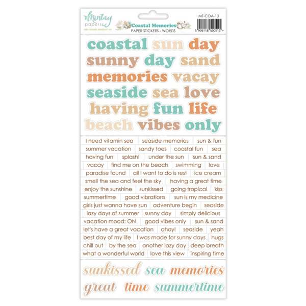 Mintay papers Mintay papers - Coastal Memories - Paper Stickers - Words (6"x12")