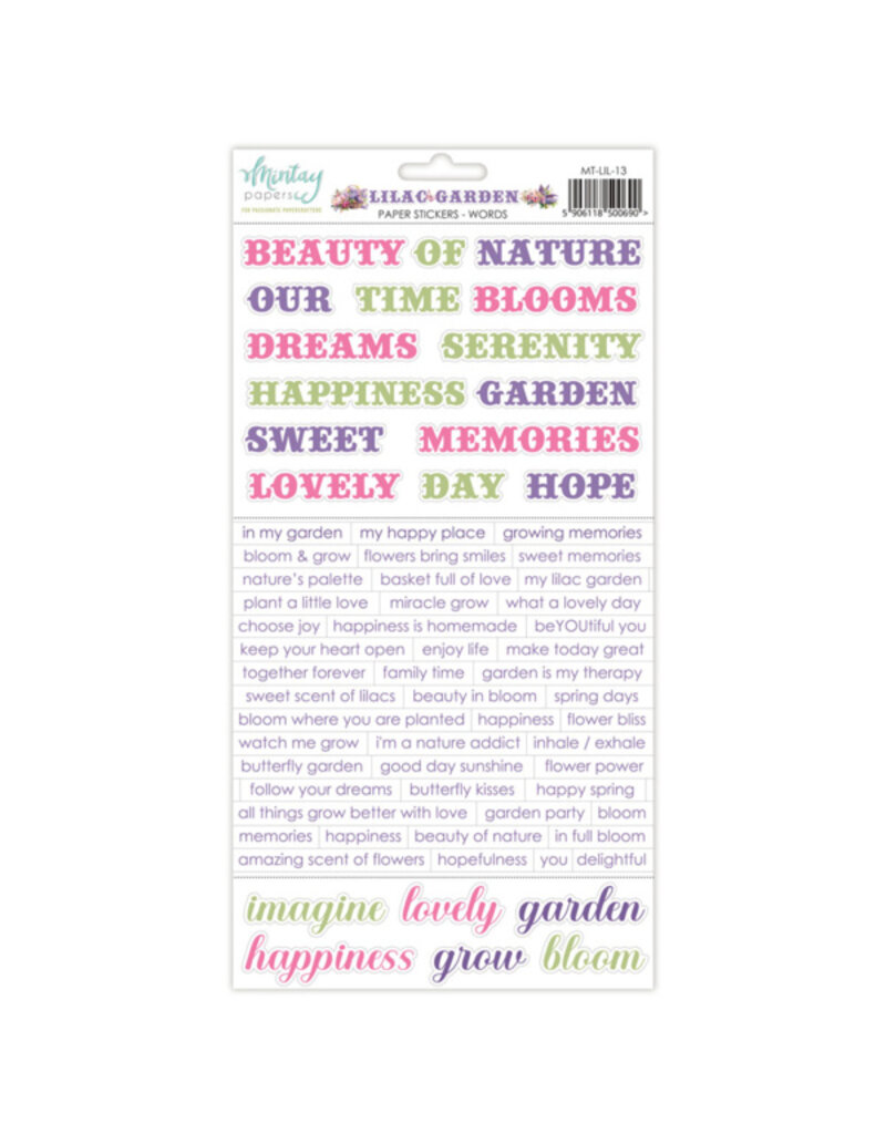 Mintay papers Mintay papers - Lilac Garden - Paper Stickers - Words (6"x12")