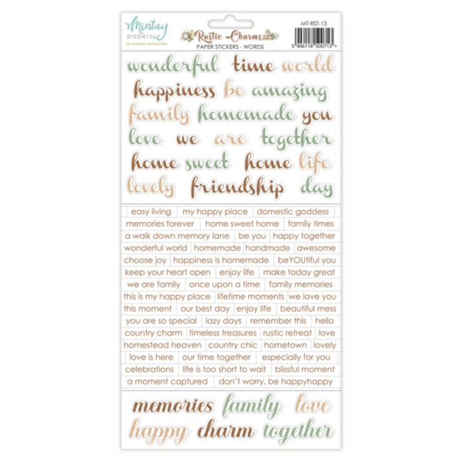 Mintay papers Mintay papers - Rustic Charms - Paper Stickers - Words (6"x12")