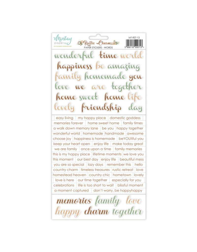 Mintay papers Mintay papers - Rustic Charms - Paper Stickers - Words (6"x12")