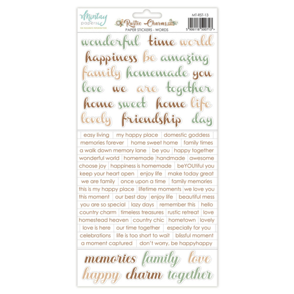 Mintay papers Mintay papers - Rustic Charms - Paper Stickers - Words (6"x12")