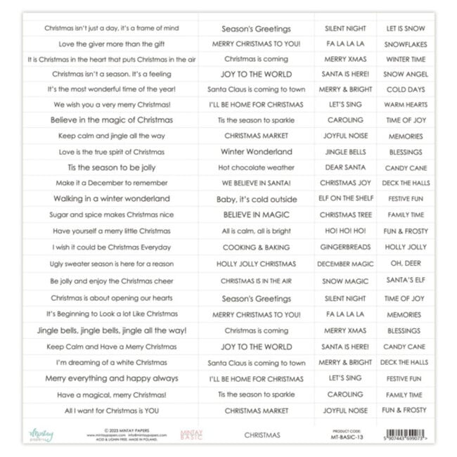 Mintay papers Mintay papers - Sentiments Paper- Christmas (12"x12")
