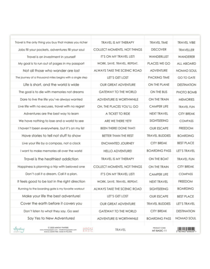 Mintay papers Mintay papers - Sentiments Paper- Travel (12"x12")