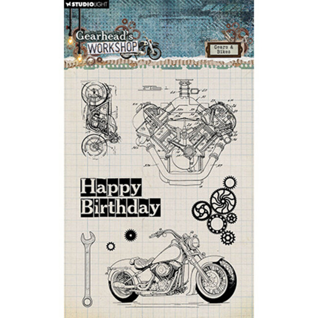 Studio Light SL Clear Stamp Gears & Bikes Gearhead's Workshop nr.673