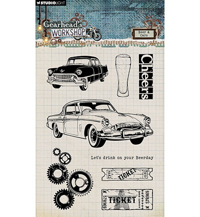 Studio Light SL Clear Stamp Beer & Cars Gearhead's Workshop nr.674