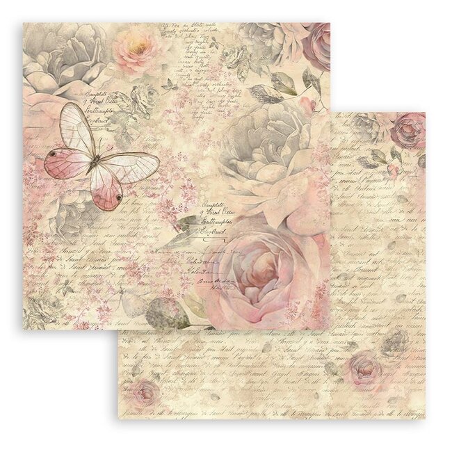 Stamperia Scrapbooking Small Pad 10 sheets cm 20,3X20,3 (8"X8") - Shabby Rose