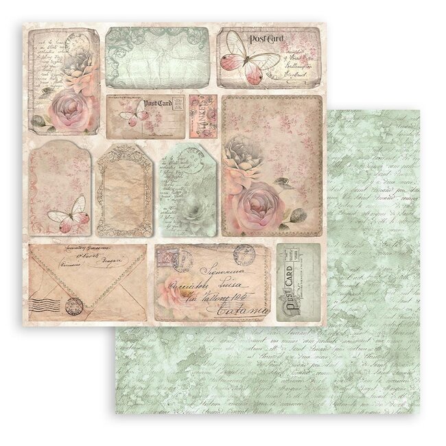 Stamperia Papierblok 20,3x20,3 cm - 10 vellen - Shabby Rose