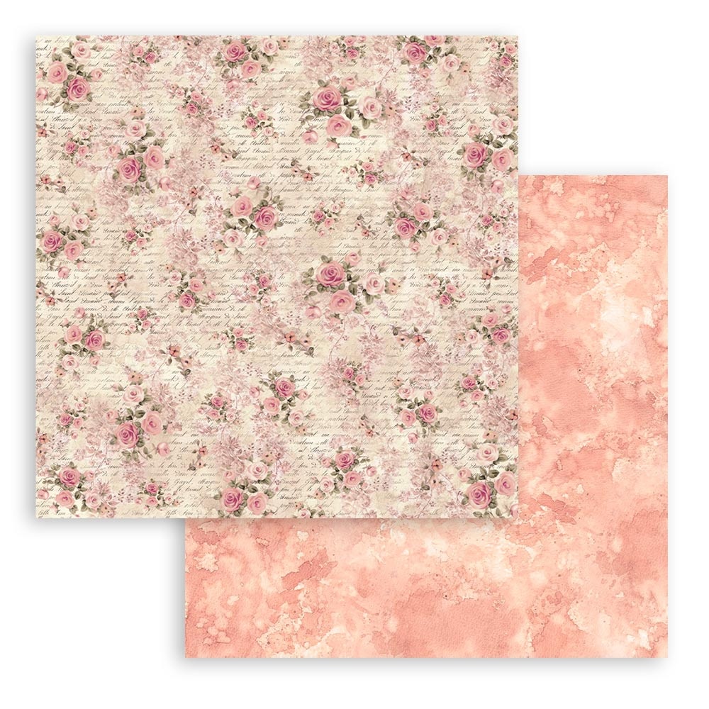 Stamperia Scrapbooking Small Pad 10 sheets cm 20,3X20,3 (8"X8") - Shabby Rose