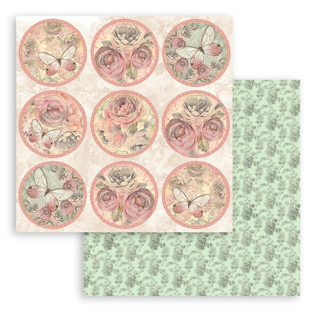 Stamperia Papierblok 20,3x20,3 cm - 10 vellen - Shabby Rose