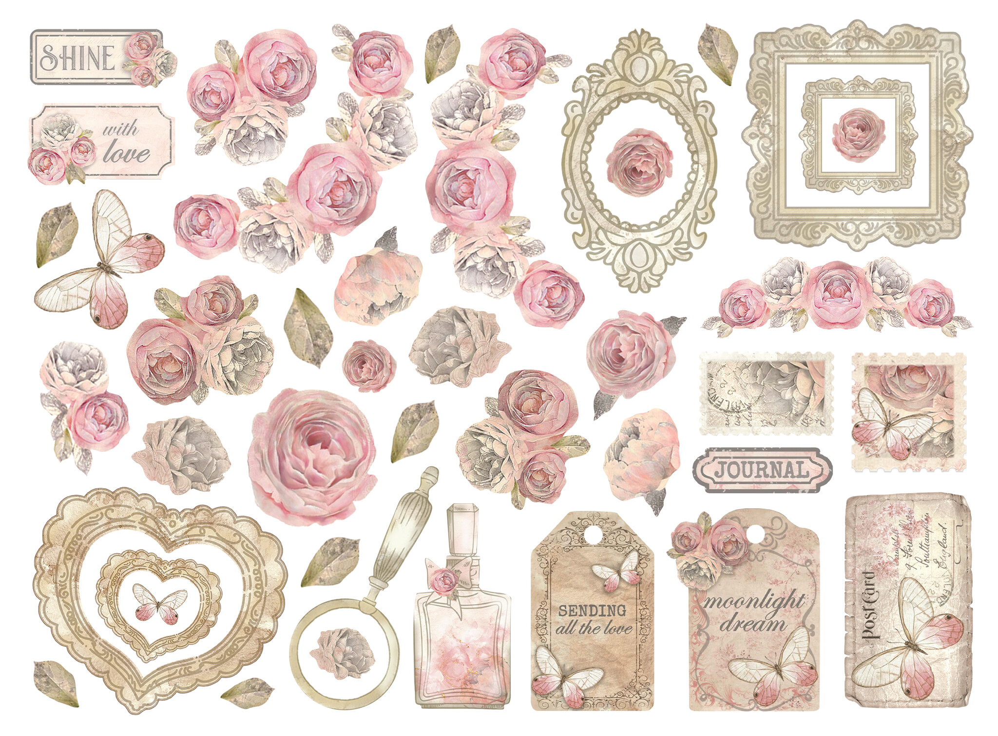 Stamperia Die cuts assorted - Shabby Rose