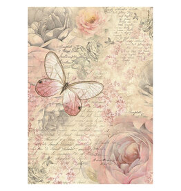 Stamperia A4 Rice paper packed - Shabby Rose butterfly