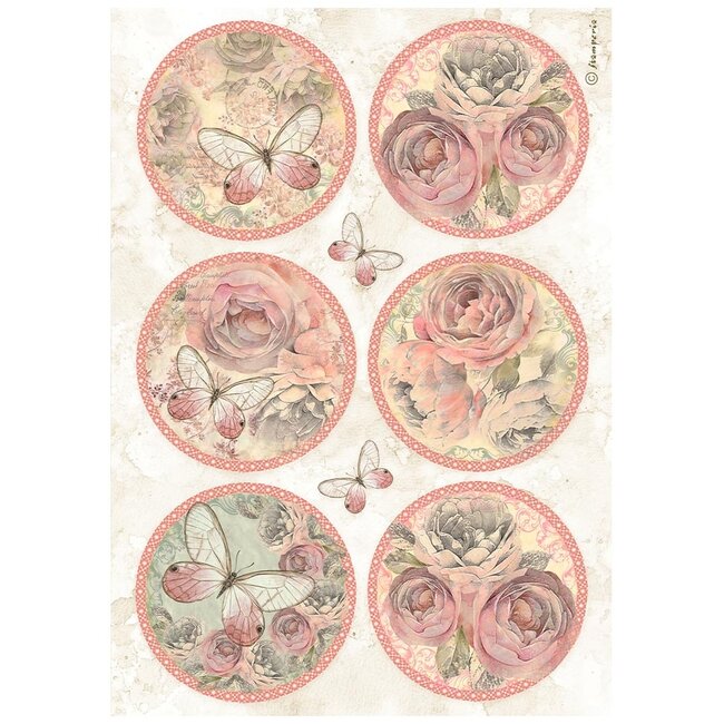 Stamperia A4 Rice paper packed - Shabby Rose 6 rounds