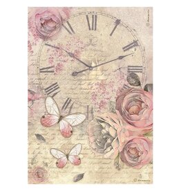 Stamperia A4 Rice paper packed - Shabby Rose clock
