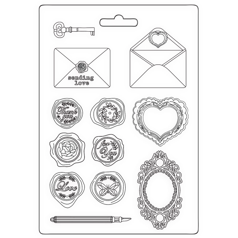 Stamperia Soft Mould A5 - Shabby Rose letters and seals