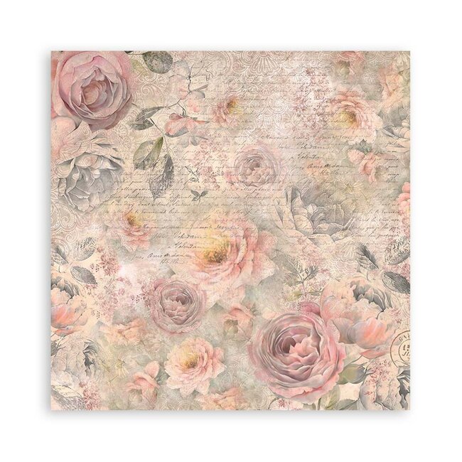 Stamperia Pack 4 sheets fabric cm 30x30 - Shabby Rose