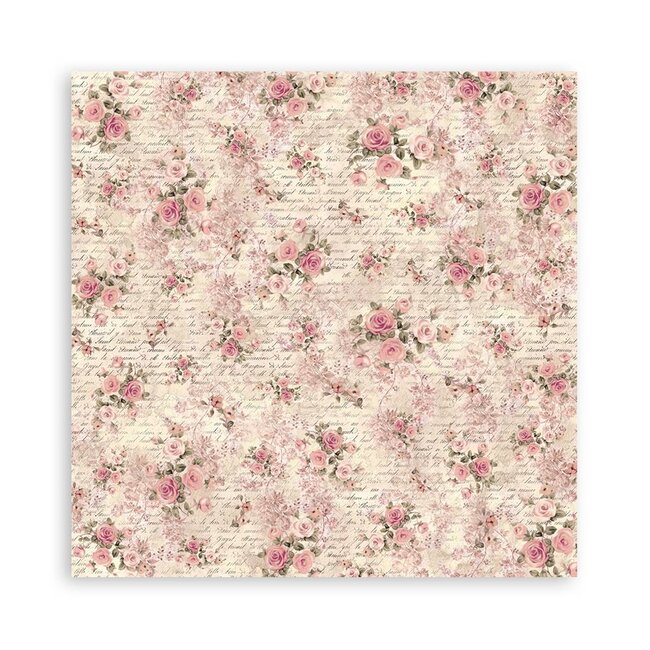 Stamperia Pack 4 sheets fabric cm 30x30 - Shabby Rose