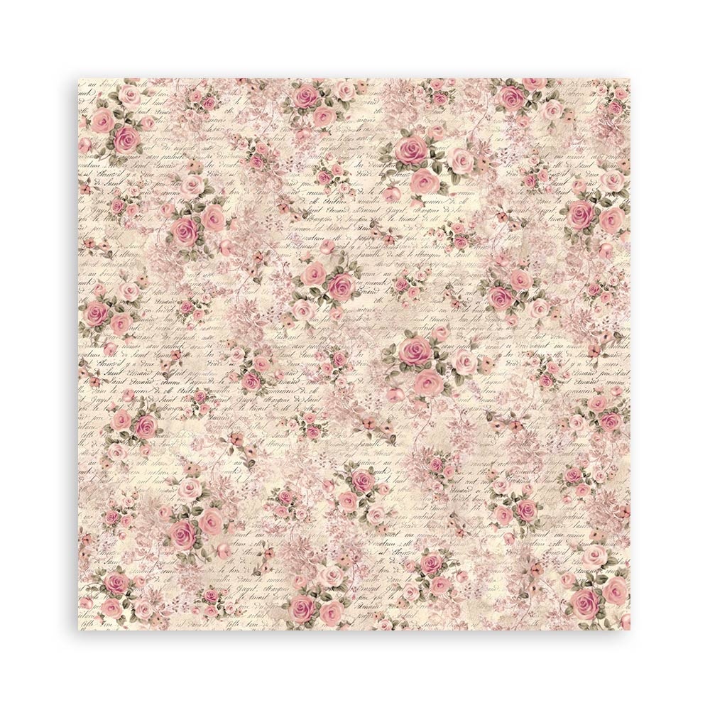 Stamperia Pack 4 sheets fabric cm 30x30 - Shabby Rose