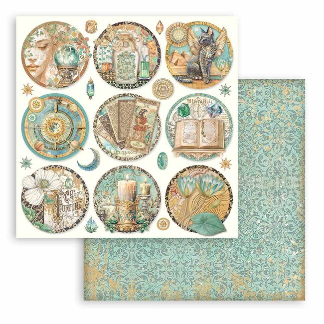 Stamperia Scrapbooking Small Pad 10 sheets cm 20,3X20,3 (8"X8") - Fortune