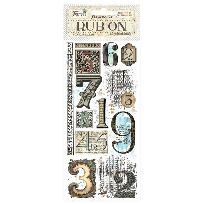 Stamperia Rub-on cm 10,16x21,6 - Fortune numbers