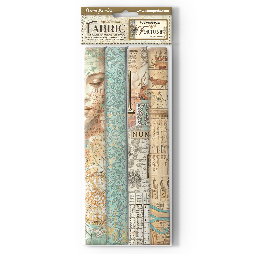 Stamperia Pack 4 sheets fabric cm 30x30 - Fortune
