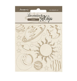 Stamperia Decorative chips cm 14x14 - Fortune planets