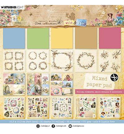 Studio Light JMA Mixed Paper Pad Vellum, unicolor & elements Wild & Free nr.184