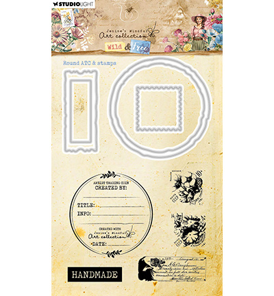 Studio Light JMA Stamp & Cutting Die Round ATC & stamps Wild & Free nr.81