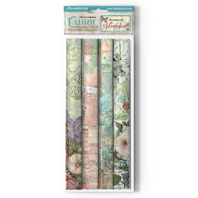 Stamperia Pack 4 sheets fabric cm 30x30 - Wonderland