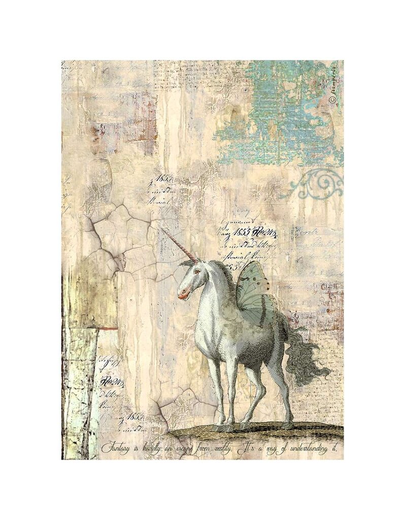 Stamperia A4 Rice paper packed - Wonderland unicorn