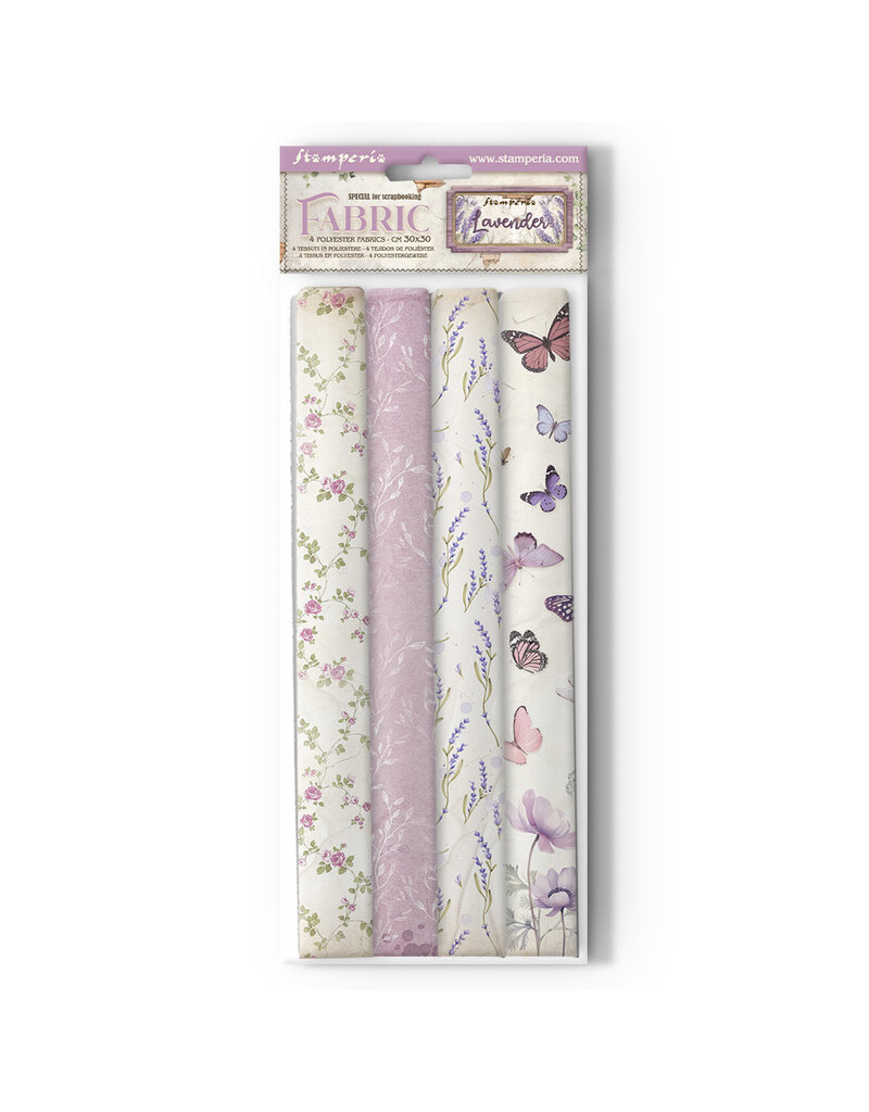 Stamperia Pack 4 sheets fabric cm 30x30 - Lavender