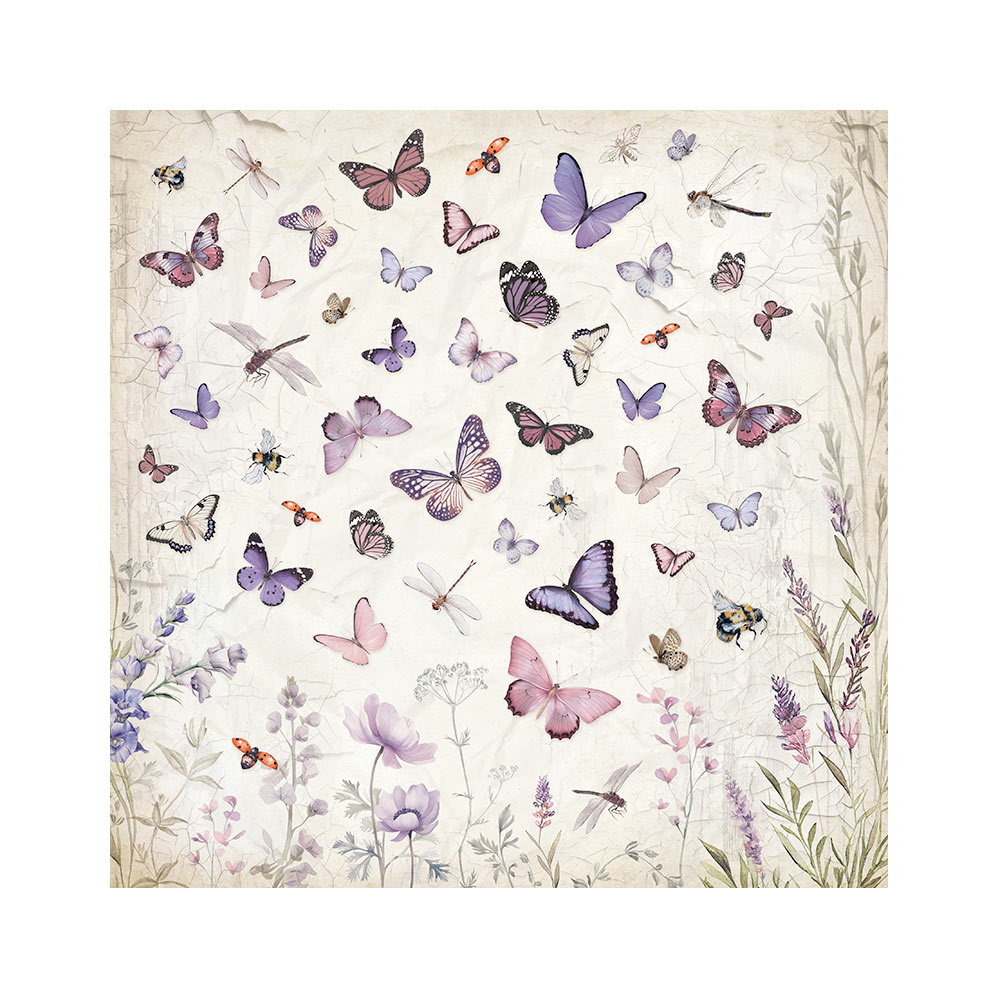Stamperia Pack 4 sheets fabric cm 30x30 - Lavender