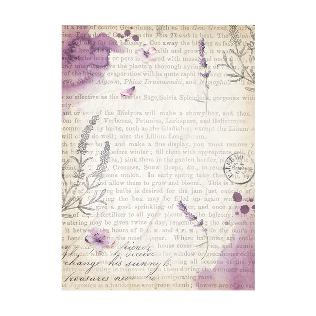 Stamperia Selection 8 Rice paper A6 backgrounds - Lavender