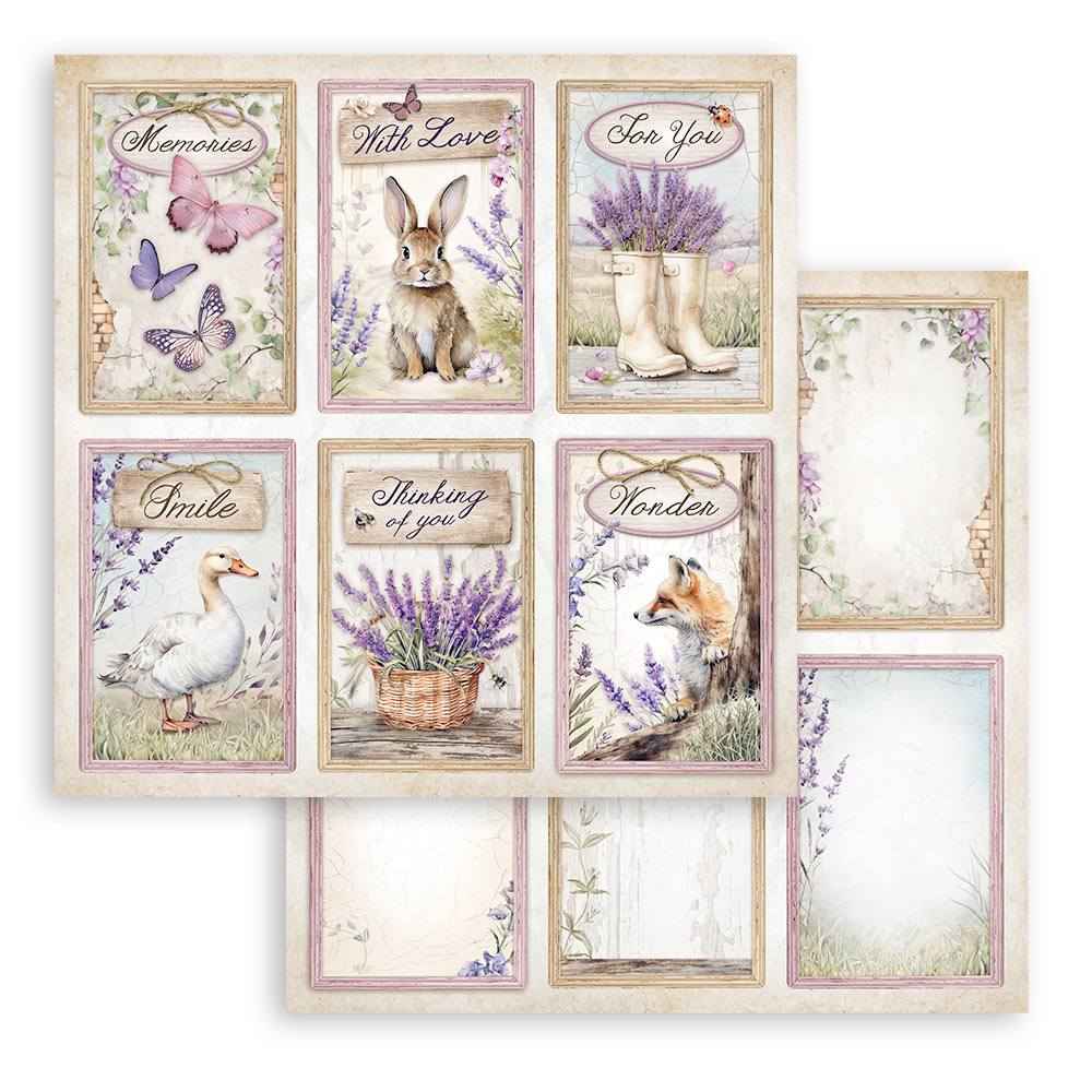 Stamperia Scrapbooking Double face sheet - Lavender 6 cards
