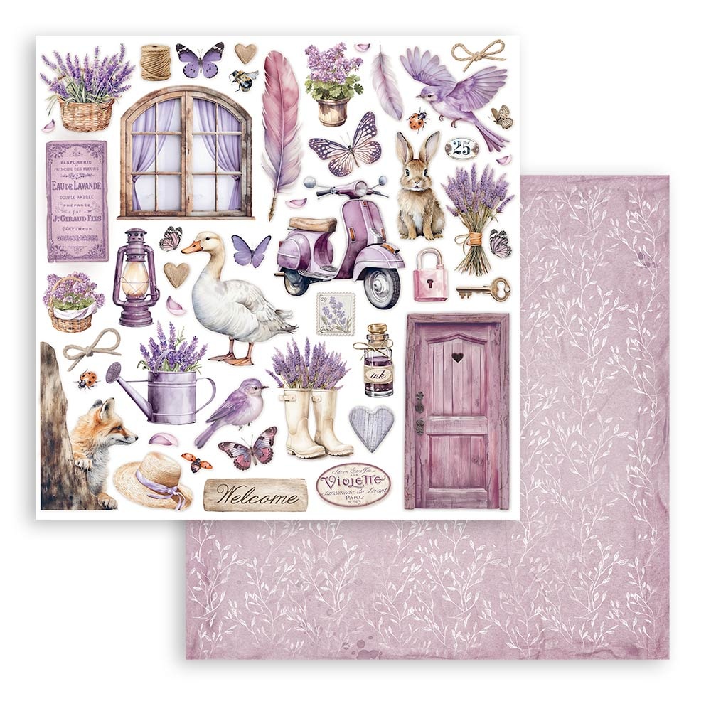 Stamperia Scrapbooking Double face sheet - Lavender elements