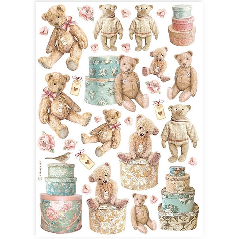Stamperia A4 Rice paper packed - Teddy bears