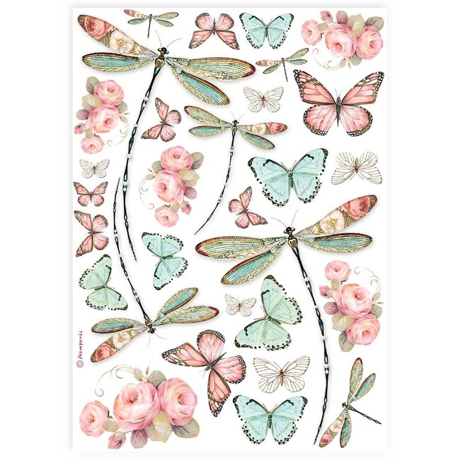 Stamperia A4 Rice paper packed - dragonfly