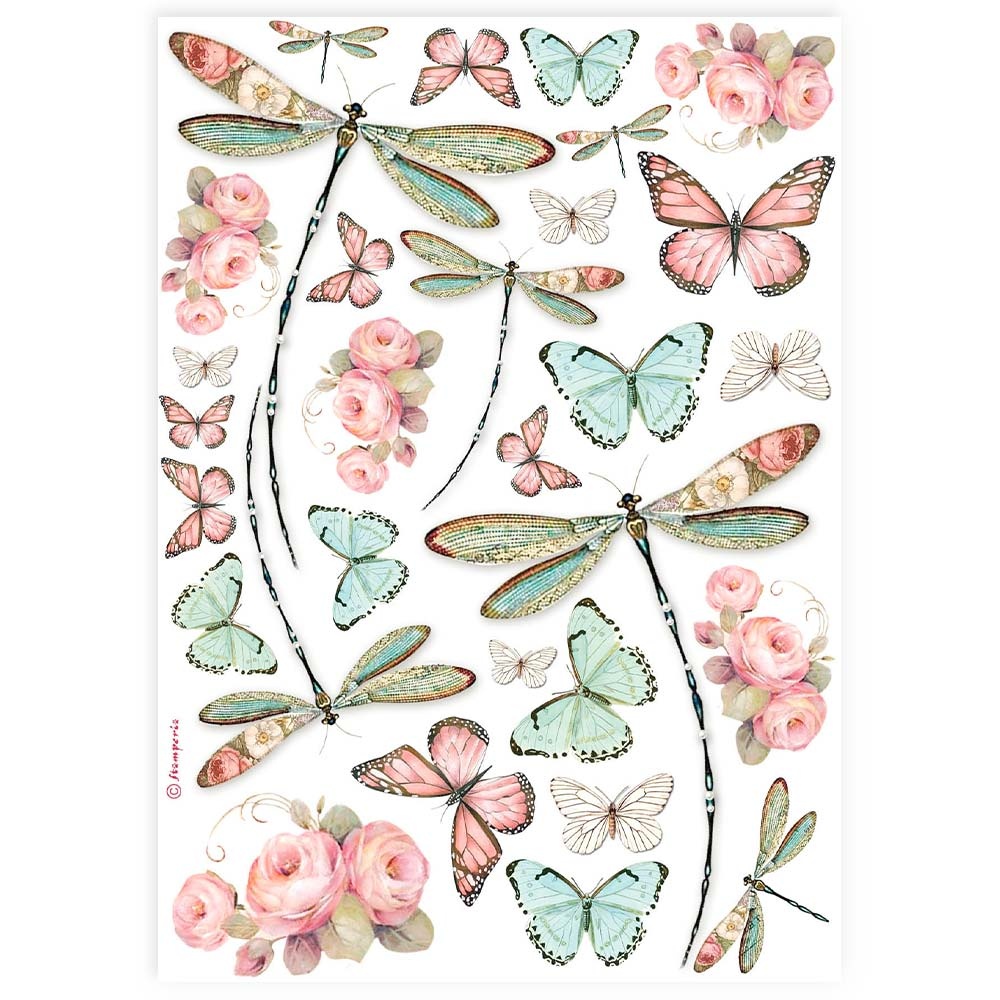Stamperia A4 Rice paper packed - dragonfly