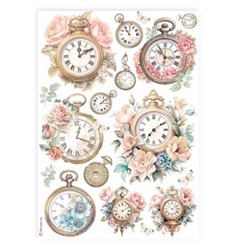 Stamperia A4 Rice paper packed - clocks