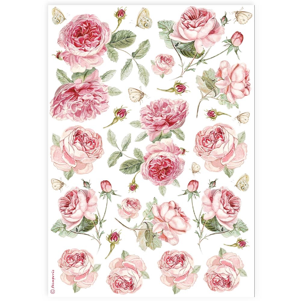 Stamperia A4 Rice paper packed - English roses pattern