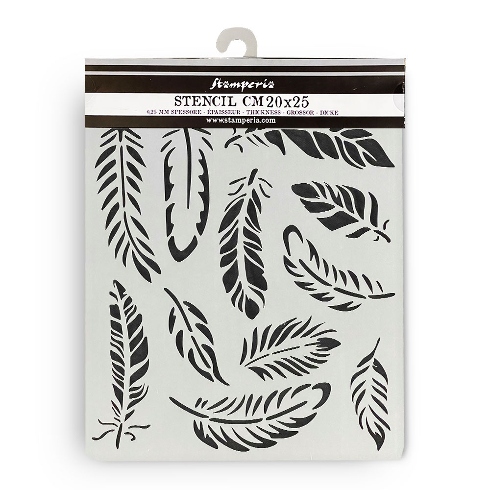 Stamperia Thick stencil cm 20X25 - Lavender feathers