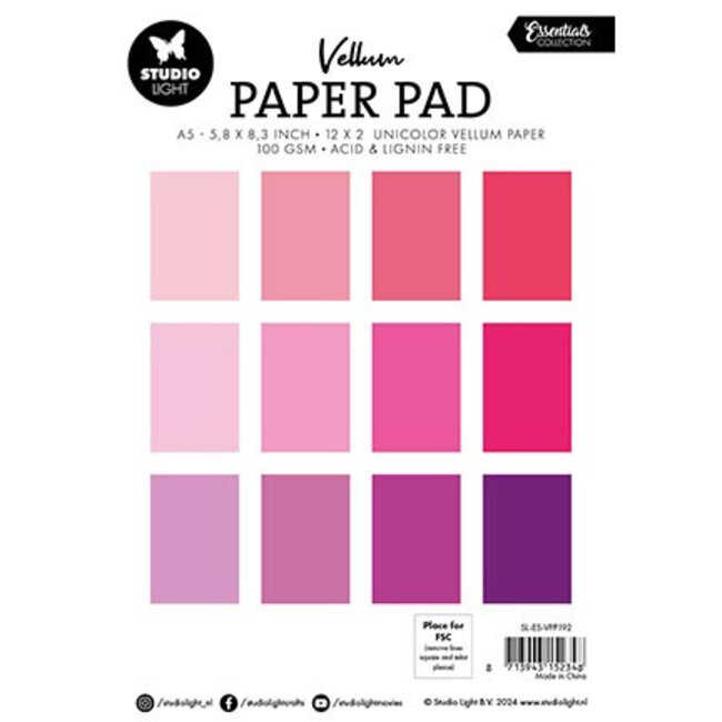 Studio Light SL Vellum Paper Pad Unicolor paper Essentials nr.192