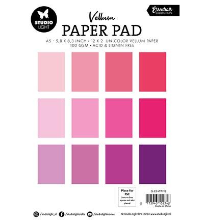 Studio Light SL Vellum Paper Pad Unicolor paper Essentials nr.192