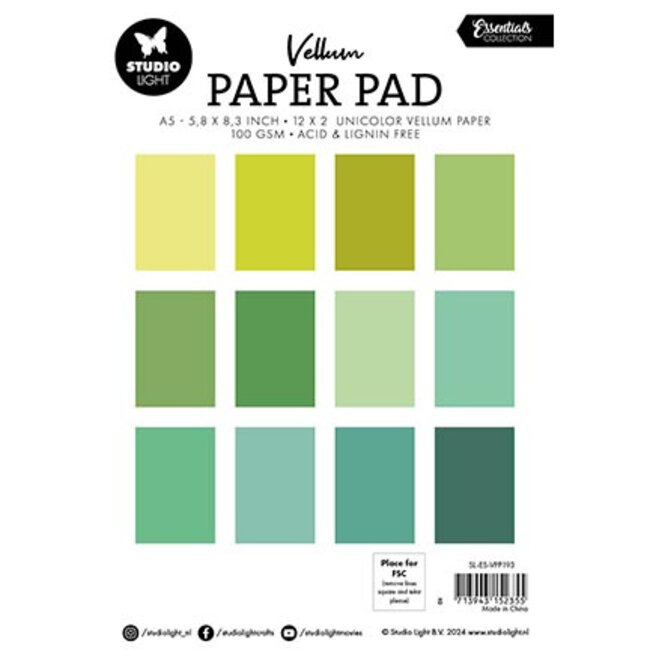 Studio Light SL Vellum Paper Pad Unicolor paper Essentials nr.193