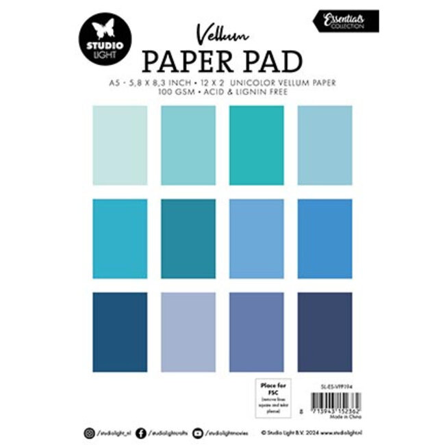 Studio Light SL Vellum Paper Pad Unicolor paper Essentials nr.194