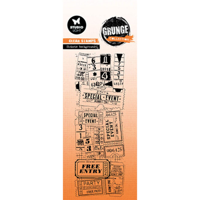 Studio Light  GR Clear Stamp Tickets background Grunge Collection nr.676