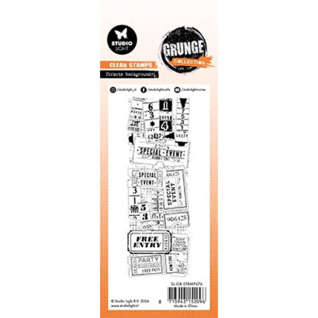 Studio Light  GR Clear Stamp Tickets background Grunge Collection nr.676